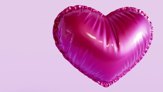 3D Pink heart shape balloon realistic inflates, isolated, love attribute animation, Valentine's Day symbol, wedding balloon.