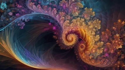 An intricate abstract vector fractal, featuring interwoven wave functions and Zentangle patterns or texture.Ai generative