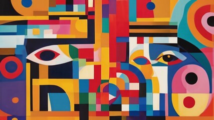 abstract artwork in color geometric-minimalist pattern texture in the style of Wassily Kandinsky.Ai generative