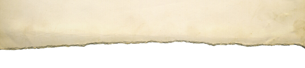 A torn piece of paper texture isolate. Old antique sheet paper with space for text.