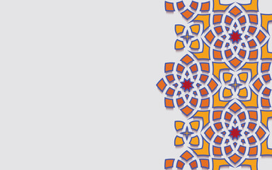 Islamic arabesque greeting card for Ramadan Kareem or color geometric abstract ornamental patterned background