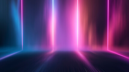 Ultraviolet abstract light. Diode strip, light line. Purple and pink gradient. Modern background, neon light. Empty stage, spotlights, neon. Abstract light. 3D illustration