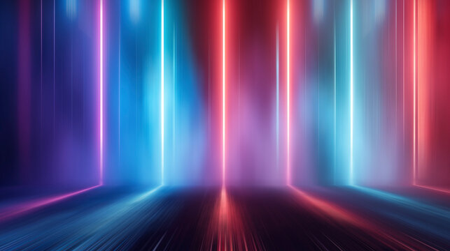 Ultraviolet abstract light. Diode strip, light line. Purple and pink gradient. Modern background, neon light. Empty stage, spotlights, neon. Abstract light. 3D illustration © MiaStendal