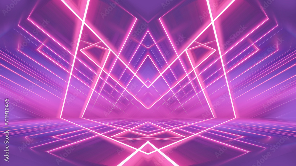 Wall mural Ultraviolet abstract light. Diode strip, light line. Purple and pink gradient. Modern background, neon light. Empty stage, spotlights, neon. Abstract light. 3D illustration