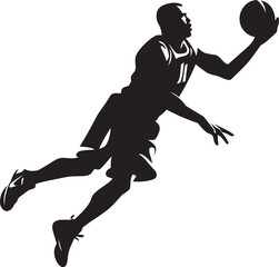 Fototapeta na wymiar Rim Reverie Basketball Player Dunk Vector Logo in Dreamlike Glory 