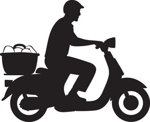 Fototapeta premium Quick Byte Courier Scooter Man Icon for Speedy Food Drop offs 