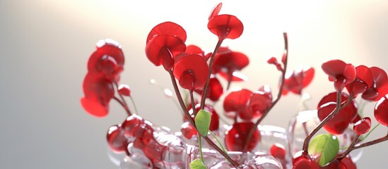 Obraz premium Red poppies in glass vase isolated on white background