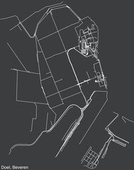 Detailed hand-drawn navigational urban street roads map of the DOEL SECTION of the Belgian municipality of BEVEREN, Belgium with vivid road lines and name tag on solid background