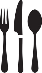 Elegant Dining Emblem Fork and Knife Vector Icon in Stylish Design 