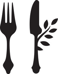 Elegant Dining Emblem Fork and Knife Vector Icon in Stylish Design 