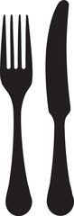Fine Dining Mark Fork and Knife Vector Icon for Culinary Class 