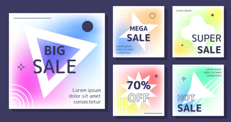 Big sale posters set. Promotions and discounts. Special and limited offer. Advertising and online marketing, electronic commerce. Cartoon flat vector collection isolated on blue background