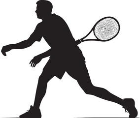 Precision Performer Crest Male Tennis Player Icon in Dynamic Pose 