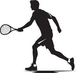 Power Serve Pro Badge Tennis Player Vector Logo for Ace Server 