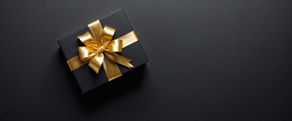 Gift box on black background, valentine's day, mother's day, women's day gift wrap, copy space