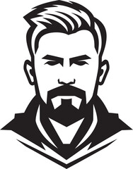 Striking Symmetry Crest Vector Logo for Balanced Male Face Illustration 