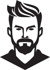 Chiseled Charm Badge Vector Design for Attractive Male Face Logo 