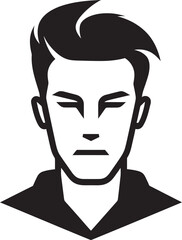 Dynamic Demeanor Badge Contemporary Male Face Vector Design for Vibrant Presence 