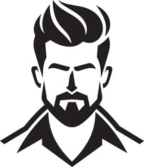Suave Silhouette Badge Stylish Male Face Vector Design with Smooth Lines 