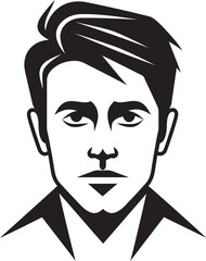 Serene Silhouette Badge Calm Male Face Vector Design with Subtle Lines 