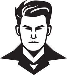 Sculpted Serenity Badge Vector Design for Calm Male Face Logo 