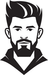 Striking Symmetry Badge Vector Logo for Balanced Male Face Illustration 