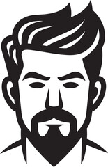 Suave Silhouette Crest Stylish Male Face Icon with Smooth Lines 