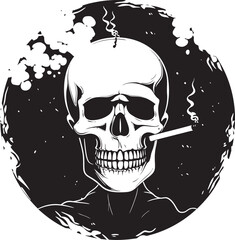 Suave Smoke Rings Insignia Smoking Gentleman Skeleton Vector Logo for Classy Branding 