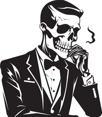 Classic Cigar Charm Insignia Elegant Skeleton Vector Logo for Vintage Appeal 