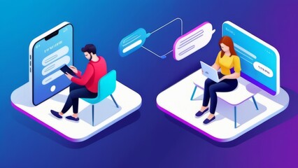 business people with laptop isometric ai generated