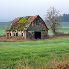 Moss-Covered Barn: A Forgotten Green Past