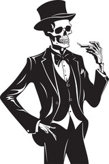 Classic Cohiba Crest Smoking Gentleman Skeleton Vector Logo for Timeless Charm 