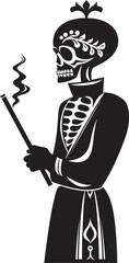 Time Honored Havana Crest Elegant Skeleton Vector Logo for Smoking Gentleman with Vintage Flair 