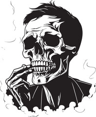 Antique Ash Insignia Smoking Gentleman Skeleton Vector Logo for Vintage Allure 
