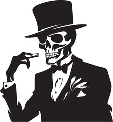 Time Honored Havana Crest Elegant Skeleton Vector Logo for Smoking Gentleman with Vintage Flair 