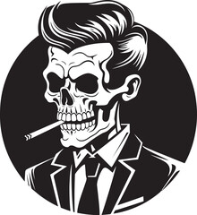 Suave Smoking Badge Stylish Skeleton Design for Iconic Appeal 