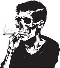 Timeless Tobacconist Insignia Smoking Skeleton Vector Logo for Vintage Charm 