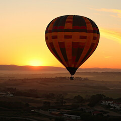 The Hot Air Balloon Ascending Over the Dusk Sky