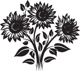 Fototapeta premium Fields of Joy Badge Vector Sunflowers Logo for Uplifting Branding 