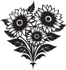 Blossom Brilliance Crest Artistic Vector Logo with Sunflowers in Focus 