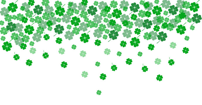 Seamless border of shamrock clover green leaves on transparent background vector decorative element templat