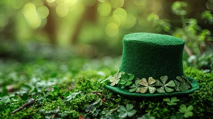 Foto op Plexiglas st patricks day hat in clover garden  © Clemency