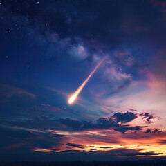 Fototapeta na wymiar The Meteor Darting Through the Twilight Sky