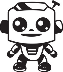 Naklejka premium Byte sized Bot Badge Cute Robot Logo for Compact Chat Assistance 