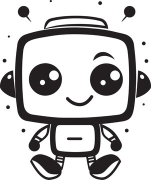 Digi Buddy Insignia Vector Icon of a Tiny Robot for Digital Connections 