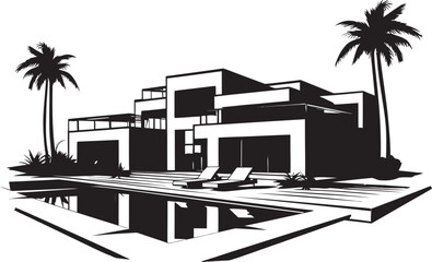 Design Harmony Badge Artistic Modern Villa Vector Icon for Sophisticated Appeal 