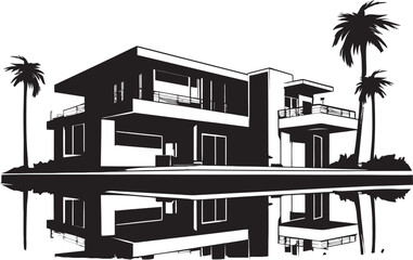 Obraz premium Metropolitan Retreat Badge Vector Icon of a Modern Villa for Urban Elegance 