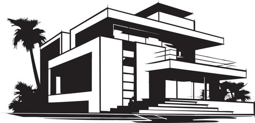 Villa Verve Insignia Iconic Logo with Modern Villa Silhouette 