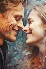 Abstract portrait of a young couple in love