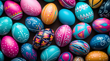 Fototapeta na wymiar closeup view of colorful easter eggs background